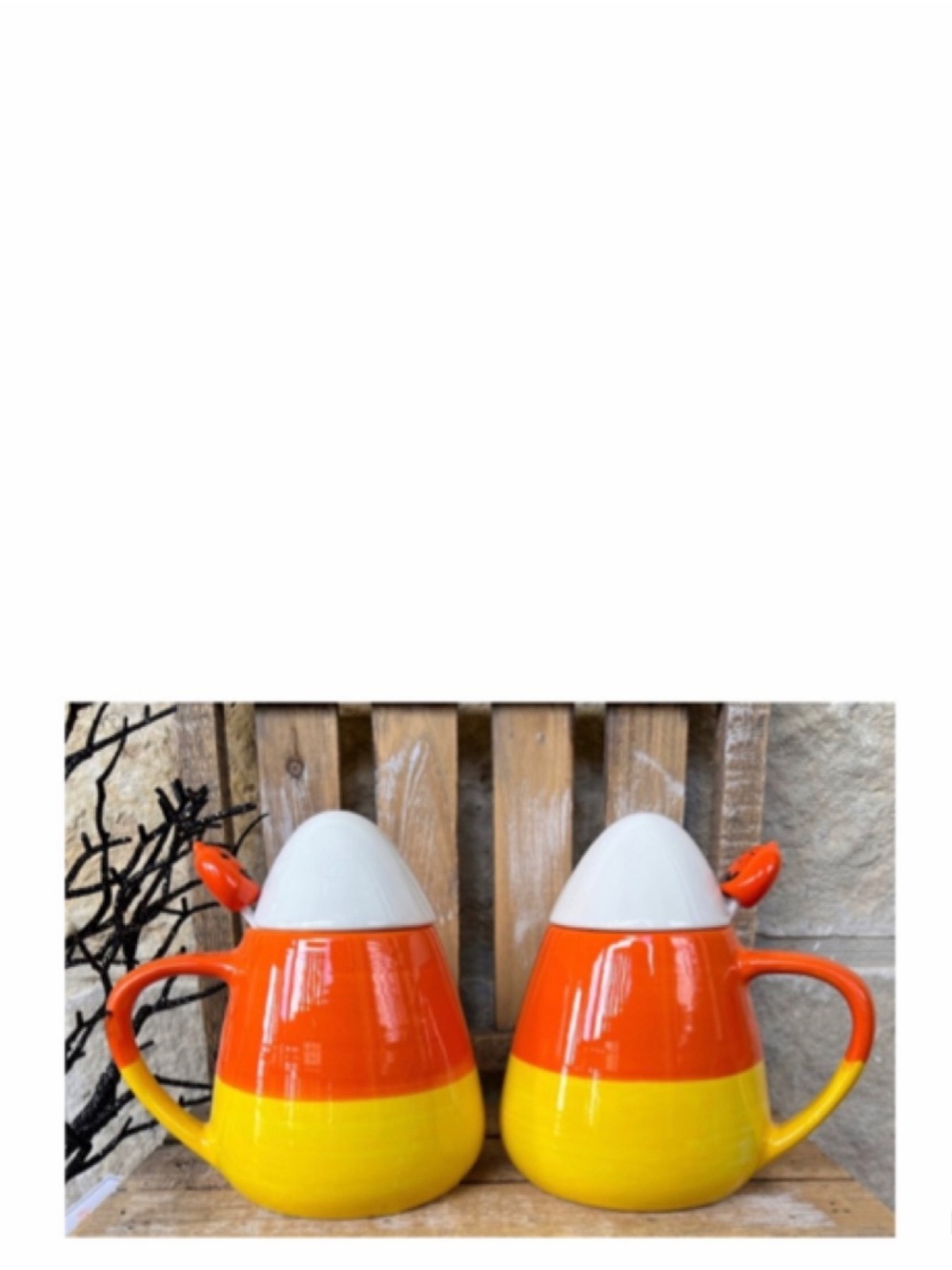 NEW Mr. Halloween Candy Corn Ceramic Mug Set Candy Corn Ceramic Mug Set